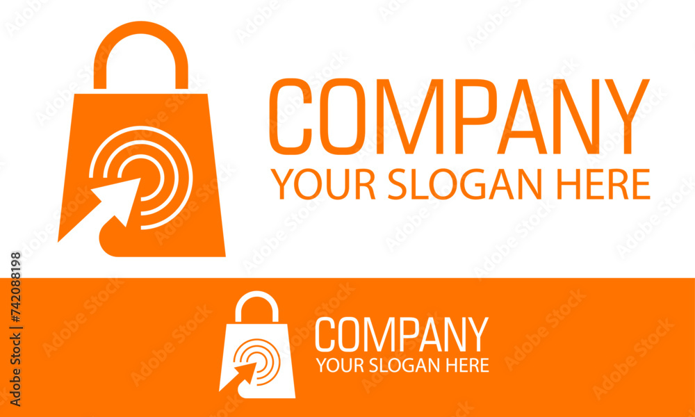 Orange Color Shopping Bag Location Logo Design