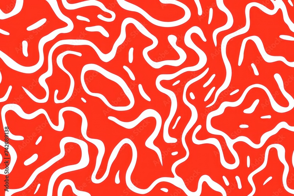 Red fun line doodle seamless pattern
