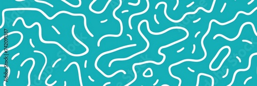 Teal fun line doodle seamless pattern