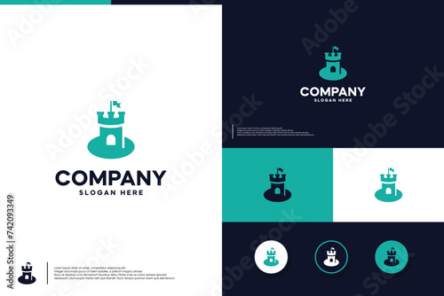 castle tower logo , defense ,logo design template.