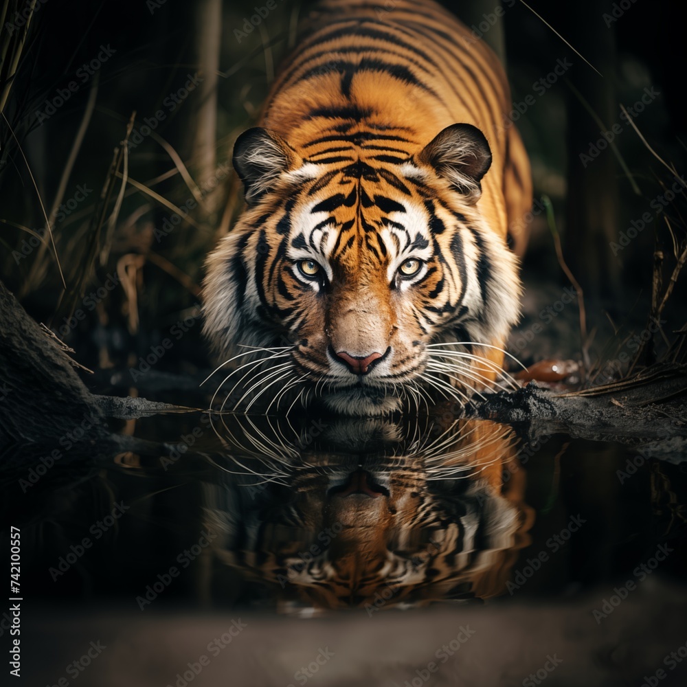 Tiger drink water Tiger drink water