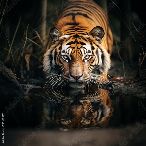 Tiger drink water