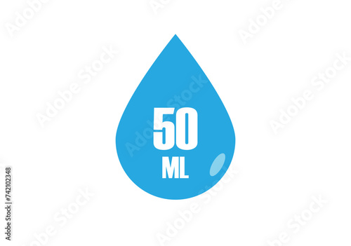 50 ml. Vector volume of 50 milliliters. Liquid drop design isolated on white background