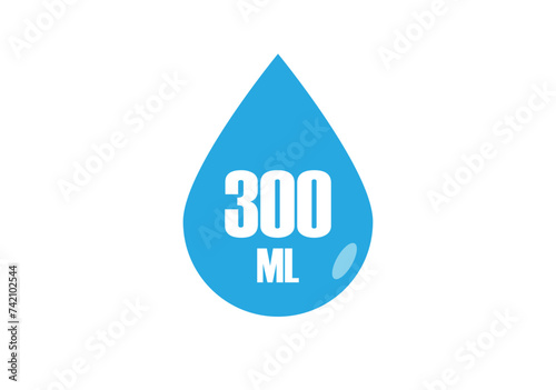 300 ml. Vector volume of 300 milliliters. Liquid drop design isolated on white background
