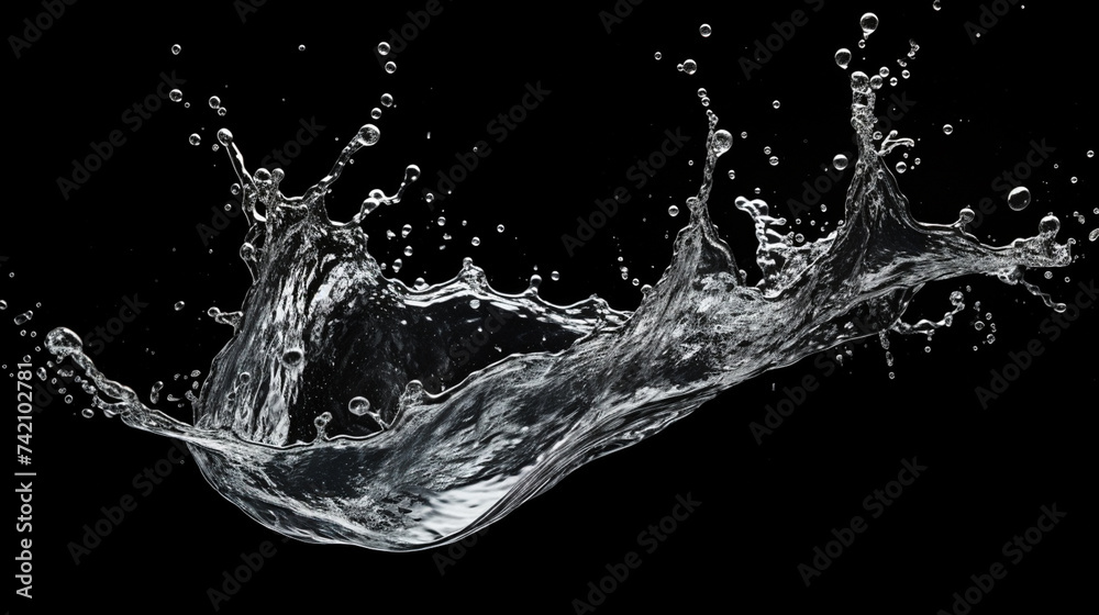 water splash isolated on black background