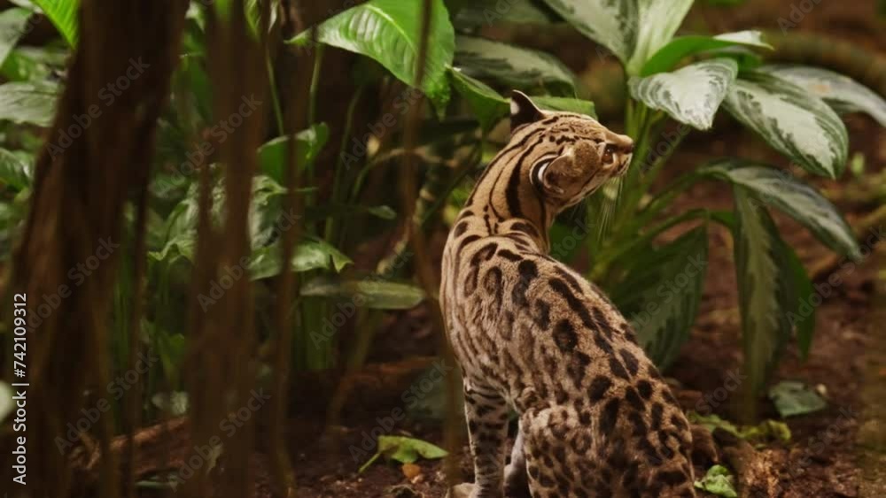 Margay Cat Attempting To Climb A Tree Margay Cat Attempting To Climb A Tree