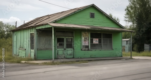  Abandoned, weathered storefront with peeling paint © vivekFx