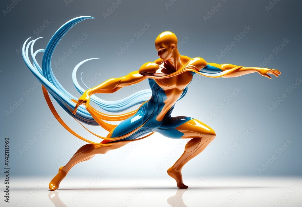 Obraz premium Stylized Athletic Figure in a Dynamic Flowing Pose
