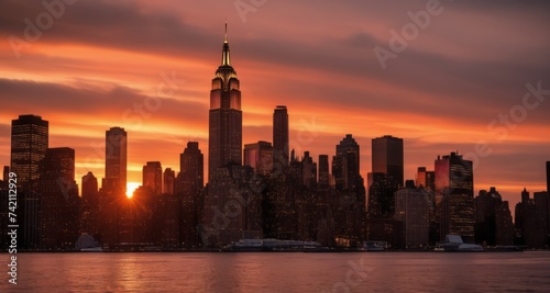  Sunset over the iconic New York City skyline