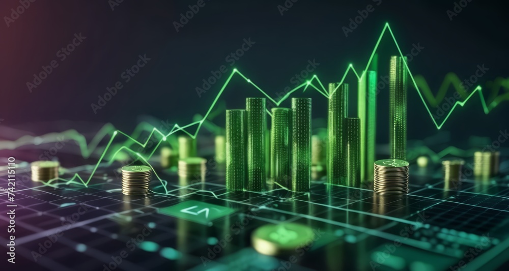 Economic growth and prosperity, symbolized by a city skyline and financial charts Economic growth and prosperity, symbolized by a city skyline and financial charts