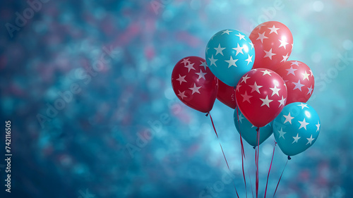 Balloons with USA flag color American Memorial Day and Patriot day