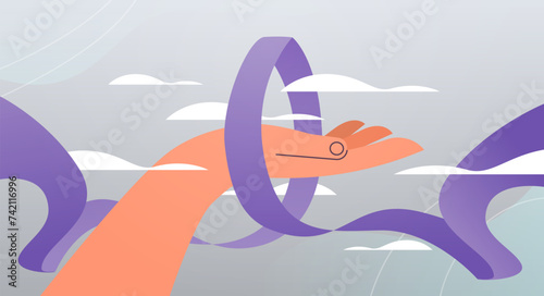 human hand holding purple ribbon world cancer day breast disease awareness prevention poster 4 february horizontal
