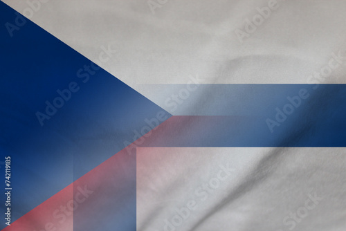 Czech Republic and Finland political flag transborder relations FIN CZE photo
