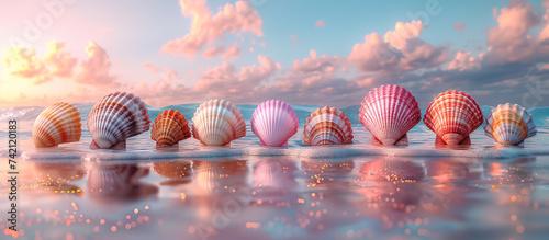 Colorful seashells together, summer and holiday background © Creative-Touch