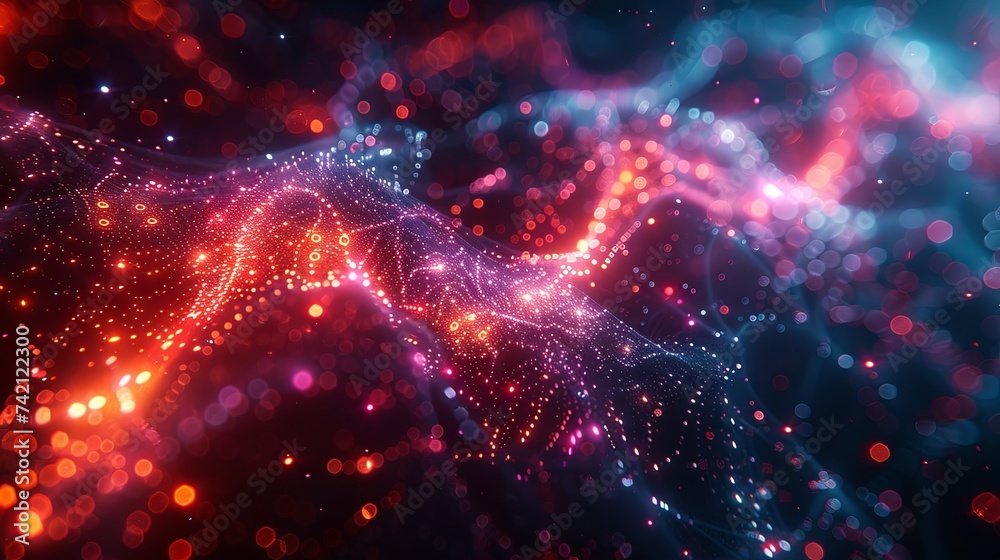 Colours neuron with bright light, in the style of photosurrealist photorealism, decorative backgrounds, dark cyan. Generative AI. Colours neuron with bright light, in the style of photosurrealist photorealism, decorative backgrounds, dark cyan. Generative AI.