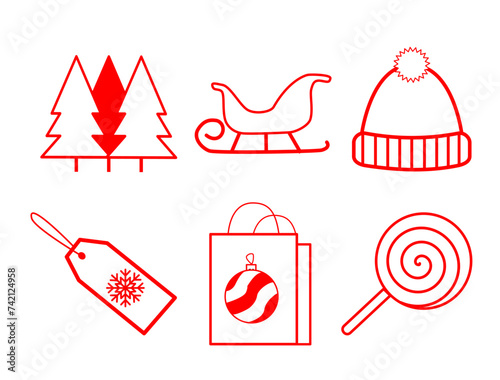 chrismast icon set simple vector illustration