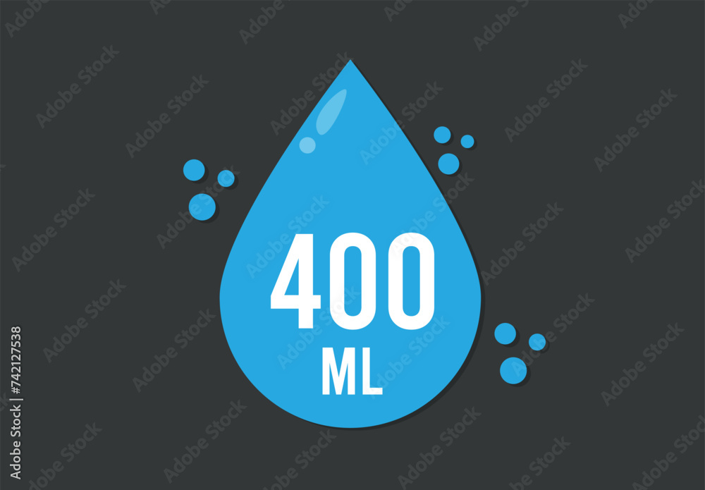 400 ml. Vector volume of 400 milliliters. Liquid drop design isolated ...
