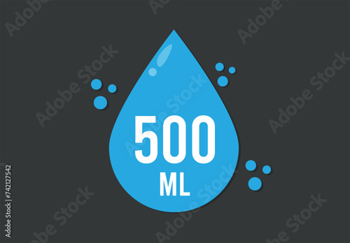 500 ml. Vector volume of 500 milliliters. Liquid drop design isolated on dark background