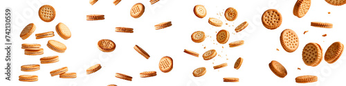 Floating Digestive Biscuits on Black photo