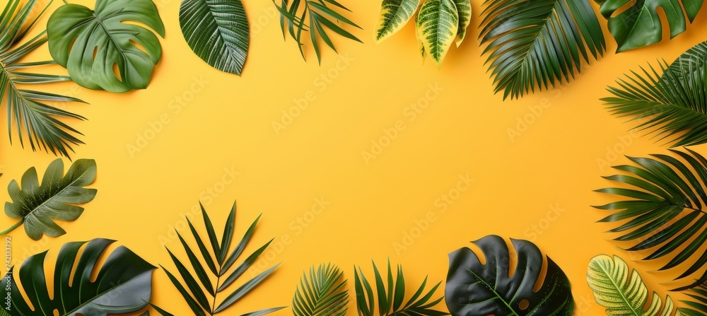Exquisite natural background with textured palm leaves for tropical vibes and relaxation ambiance