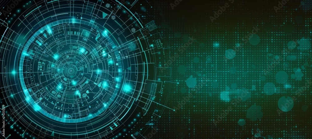Obraz premium Futuristic background with 3d paper circle and circuit board, hi tech digital concept.