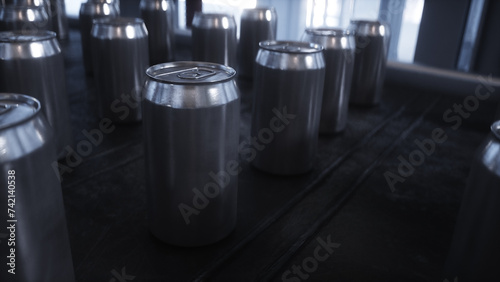 food metallic jar. Factory. Production line. 3d rendering.