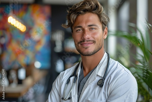 Healthcare, happy doctor and portrait of man in clinic for insurance, wellness and medical service.