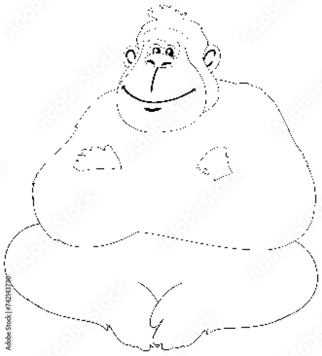 Vector illustration of a thoughtful seated gorilla