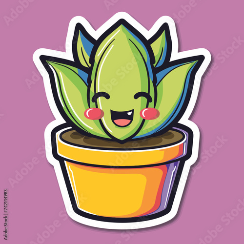 Happy Face Succulent Cartoon
