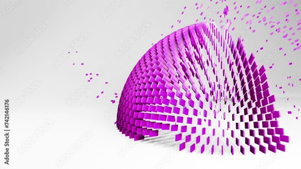 Abstract animation motion graphics with sphere in white light studio ...