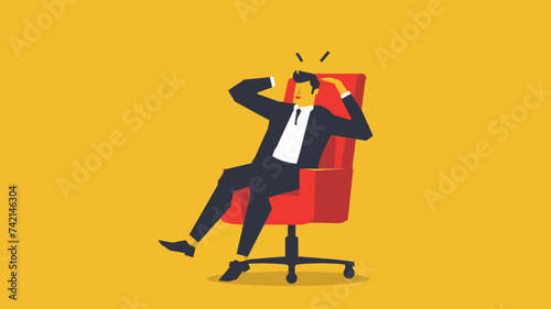 Businessman frustation concept sit in chair with regret