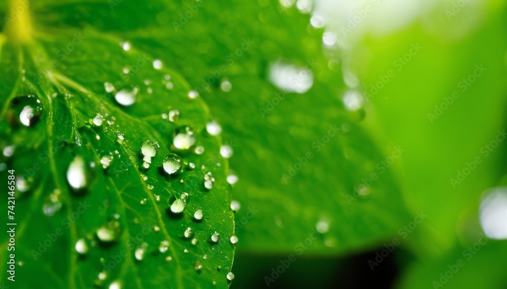 Nature's Jewels - A close-up of dewdrops on a leaf Nature's Jewels - A close-up of dewdrops on a leaf