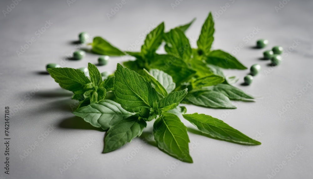 Fresh mint leaves and berries, perfect for a summer cocktail Fresh mint leaves and berries, perfect for a summer cocktail