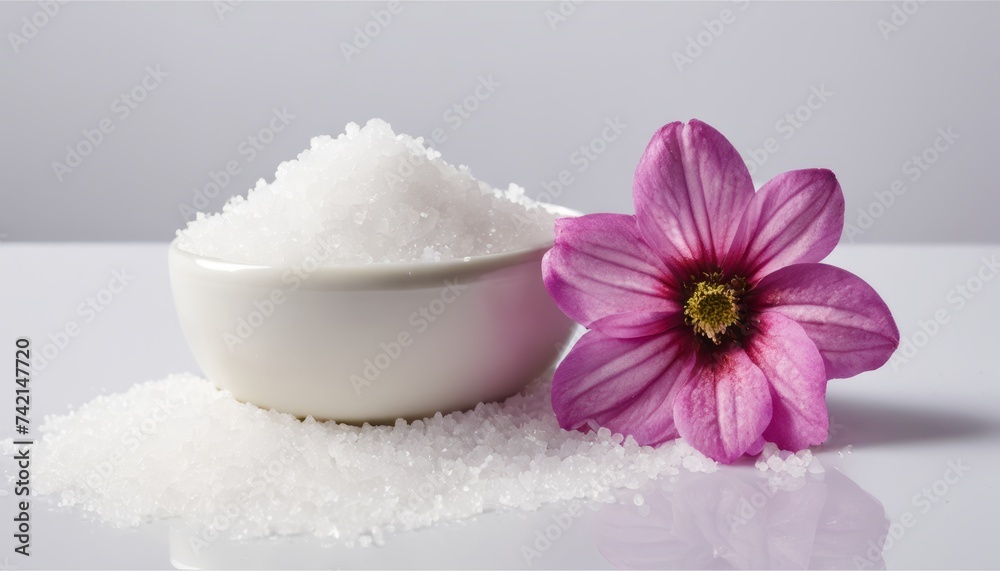 A touch of elegance - Salt crystals and a delicate flower A touch of elegance - Salt crystals and a delicate flower