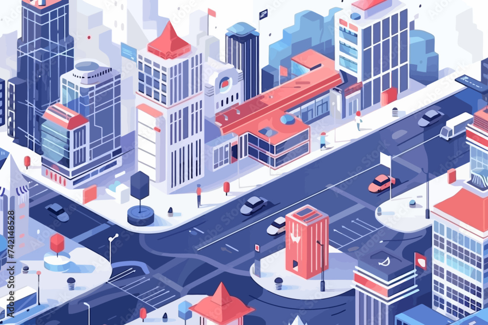 isometric city and road flat design isometric city and road flat design