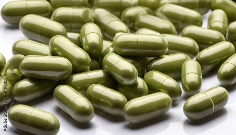 A collection of green capsules