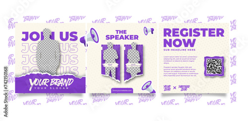 Purple Theme Social Media Template Bundle for Events