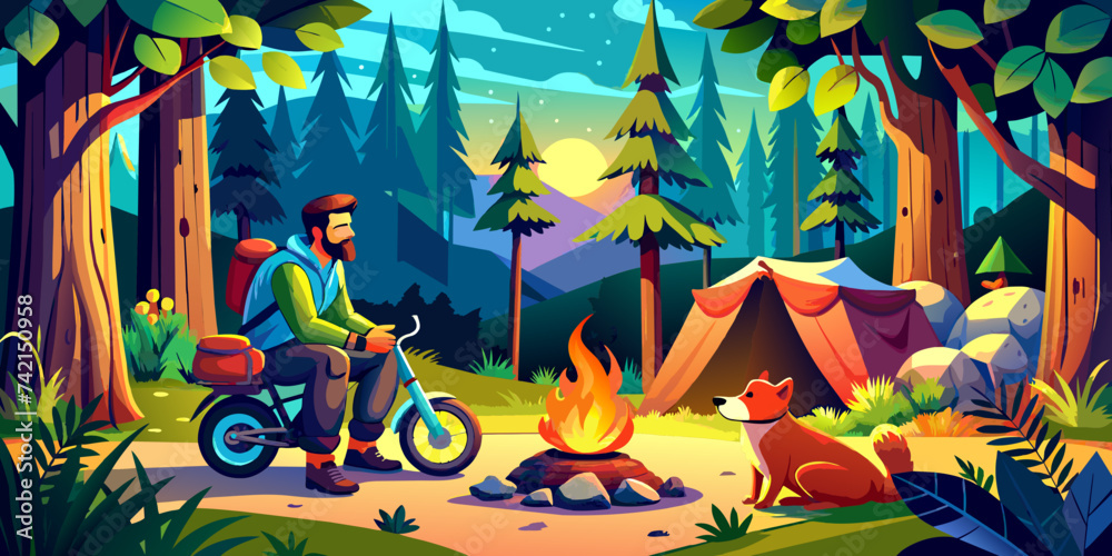 Man and dog resting in nature Man and dog resting in nature