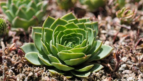  Vibrant succulent in bloom, thriving in nature's embrace