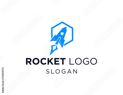 The logo design is about Rocket and was created using the Corel Draw 2018 application with a white background.