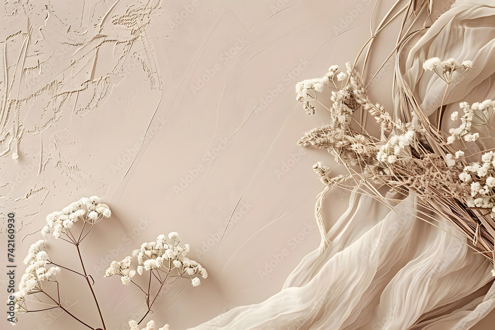Boho style background with neutral pastel color style and natural ...