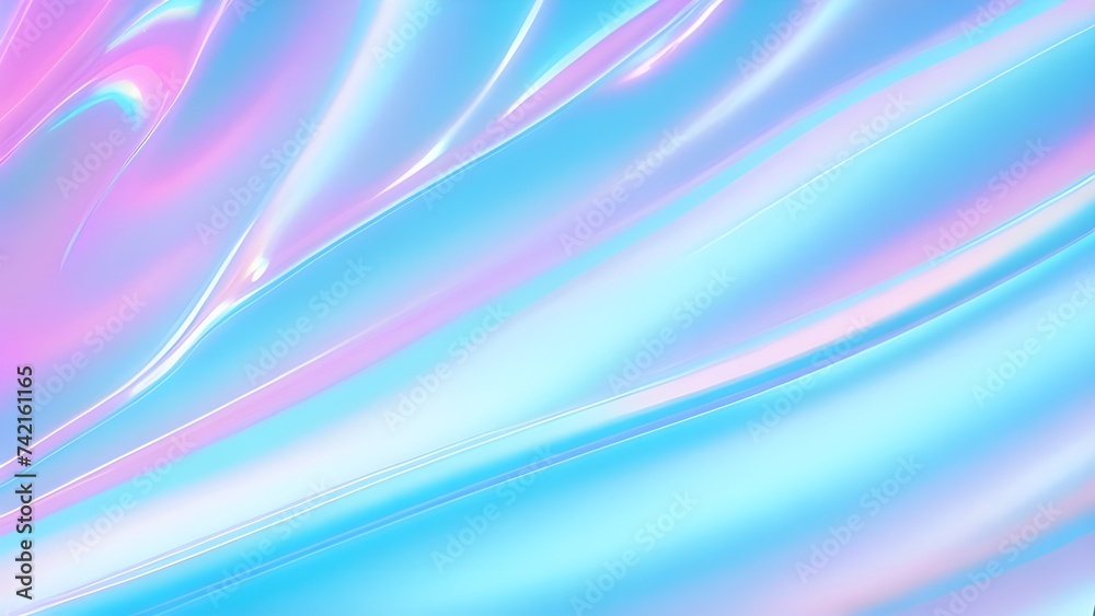 Holographic background texture design of neon iridescent wrinkled blue foil surface. 80s or 90s neon colors in wrinkled gradient foil pastel background Holographic background texture design of neon iridescent wrinkled blue foil surface. 80s or 90s neon colors in wrinkled gradient foil pastel background