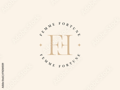 Letter Logo Luxury. Art Deco style logotype design for luxury company branding. Premium identity design. Letter FF
