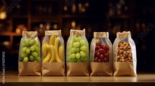 Compostable Carrier Bags for snacks and beverage AI generative