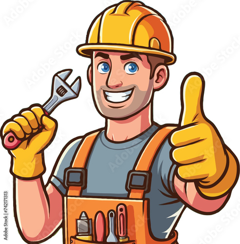 service man mascot logo vector illustration