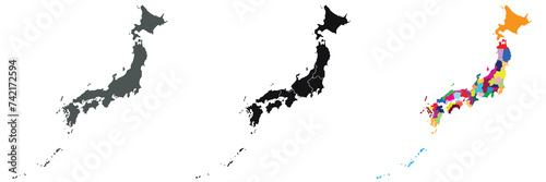 Japan map. Map of Japan in set