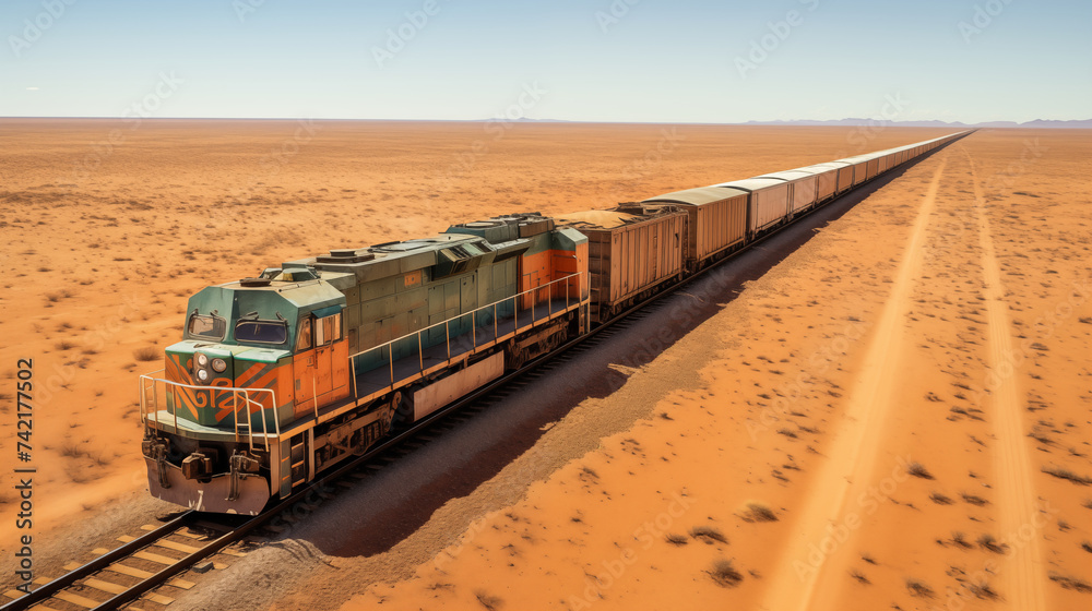 Train Trek: Aerial Photography Showing Extensive Iron Ore Transport via Freight Train Across Mauritania Train Trek: Aerial Photography Showing Extensive Iron Ore Transport via Freight Train Across Mauritania