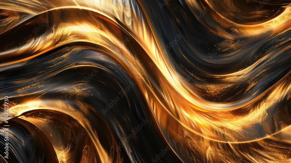 Abstract luxury swirling black and gold background, featuring elegant waves of gold Abstract luxury swirling black and gold background, featuring elegant waves of gold