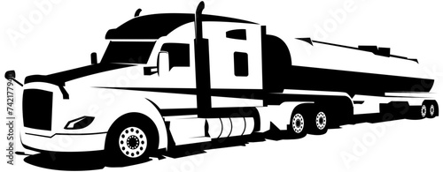 oil truck black and white design vector art