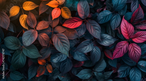 full frame of leaf background, full frame of colorful leaves background and wallpaper, leaves with beautiful color photo